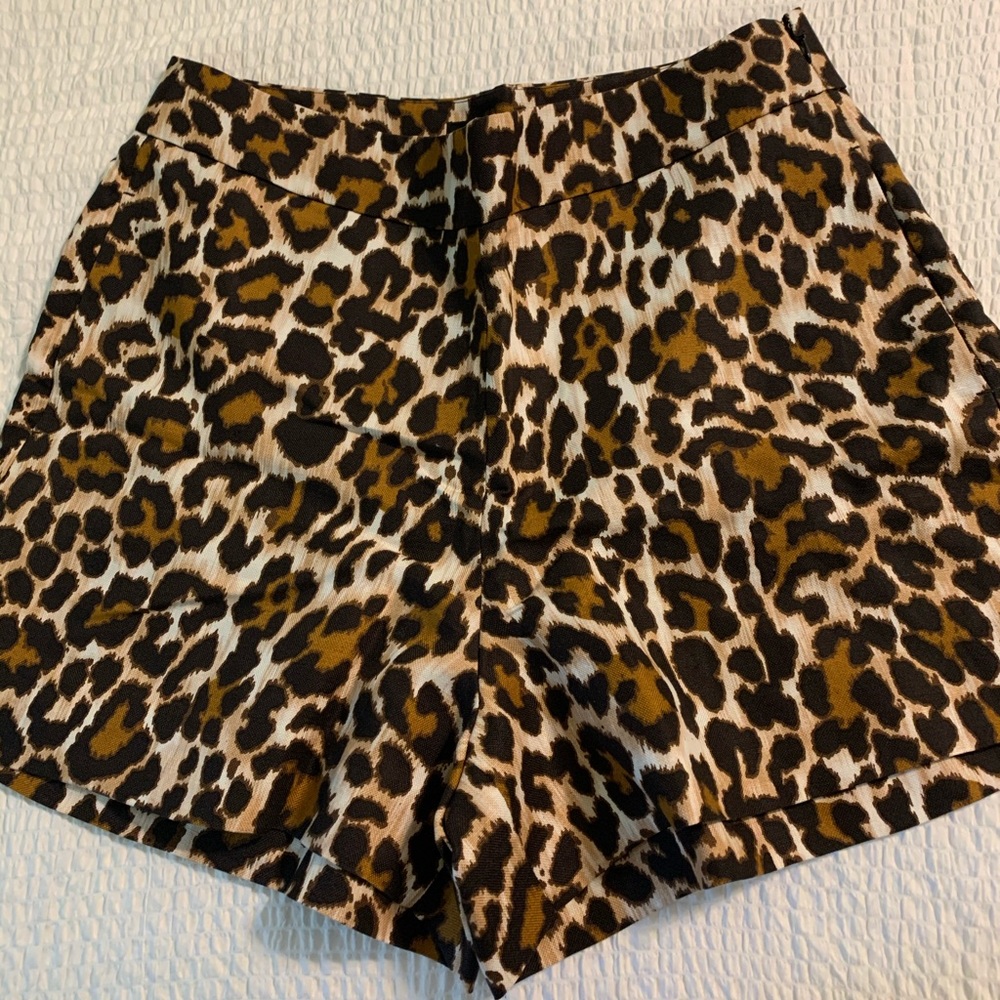 J crew leopard linen shorts size 14 NWT
